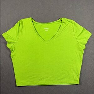 Wild Fable Green V-Neck Cropped Tee Shirt Size XXL